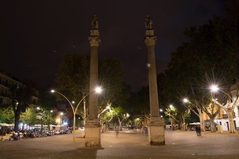 Photo of La Alameda de Hercules in Seville at Night, Spain .