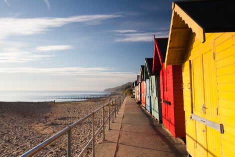 Photo of Colorful beach huts on the Cromer beach, UK.