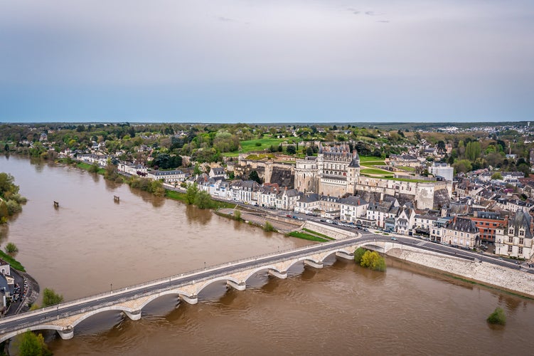 photo of view of Aerial View of Loire River, Amboise, France.