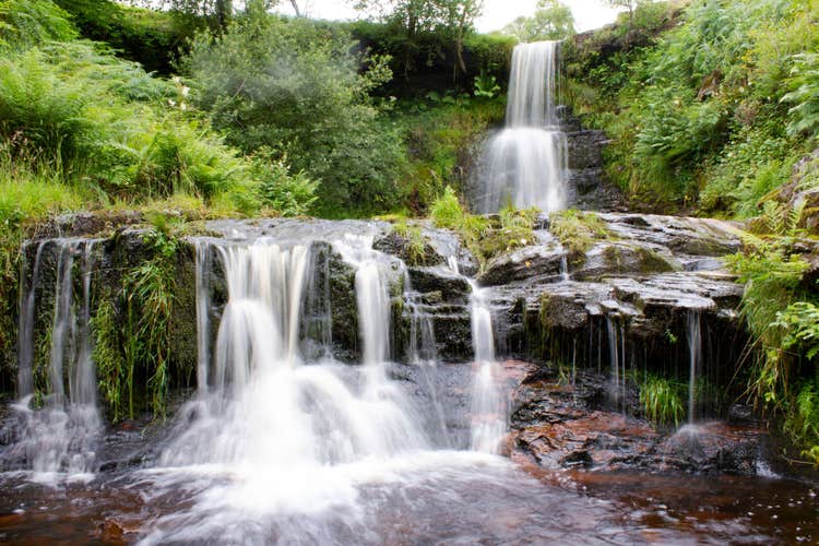 Picture of a waterfall taken at Blaen y Glyn Uchaf, Merthyr Tydfil, Wales. This place has several small and large waterfalls which you can follow all the way down.