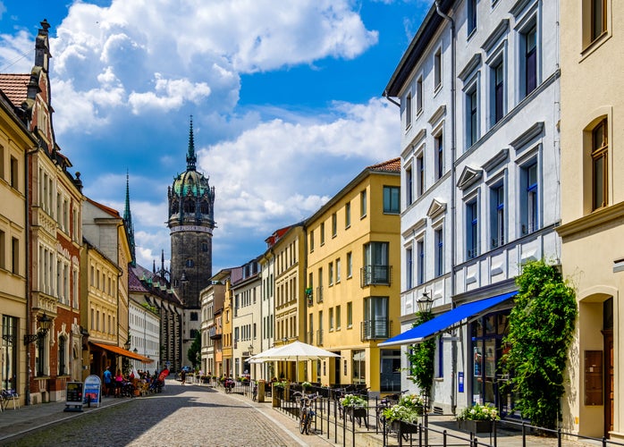 Photo of famous old town with historic buildings in Wittenberg ,Germany.