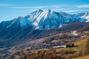 photo of aerial view of Ayas is a commune in the Aosta Valley region of northwestern Italy.