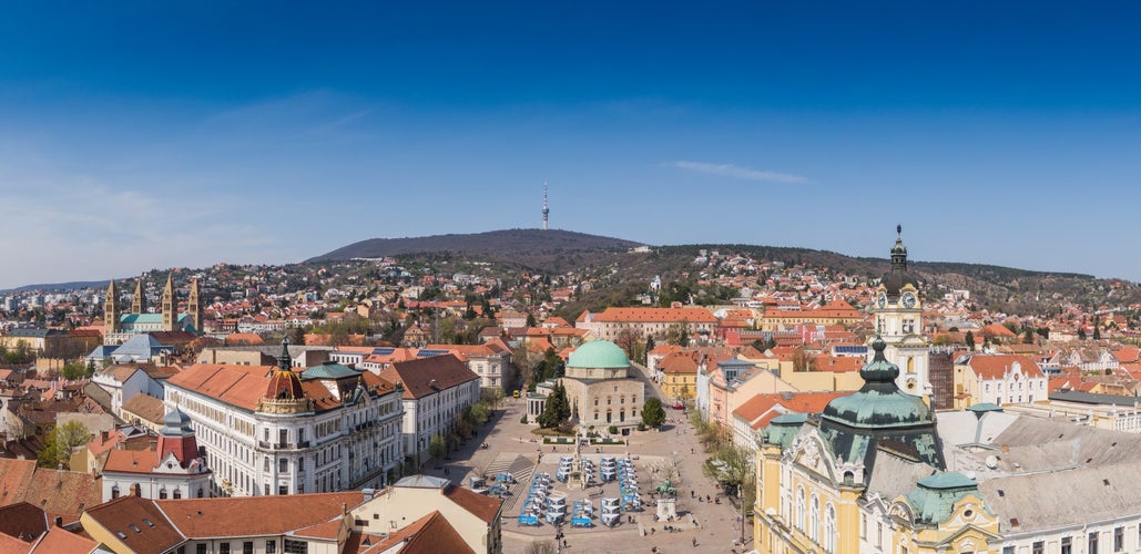 Bird eye view of Pecs, Hungary