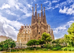 Scenic aerial view of the Agbar Tower in Barcelona in Spain.