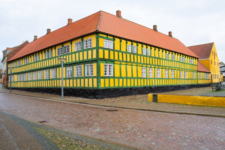 Historic downtown in Grenaa, Jutland, Denmark