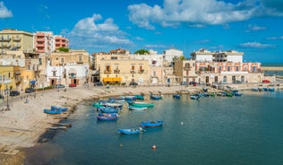 Photo of aerial view of of the city of Trani, Puglia, Italy.