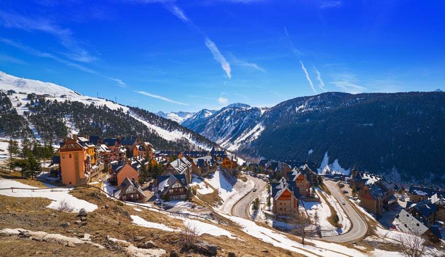 Photo of Baqueira Beret in Lerida Catalonia ski spot resort in Aran Valley of Pyrenees Spain