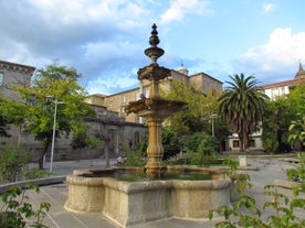 Photo of Ourense city with bridge and river Minho in Spain.