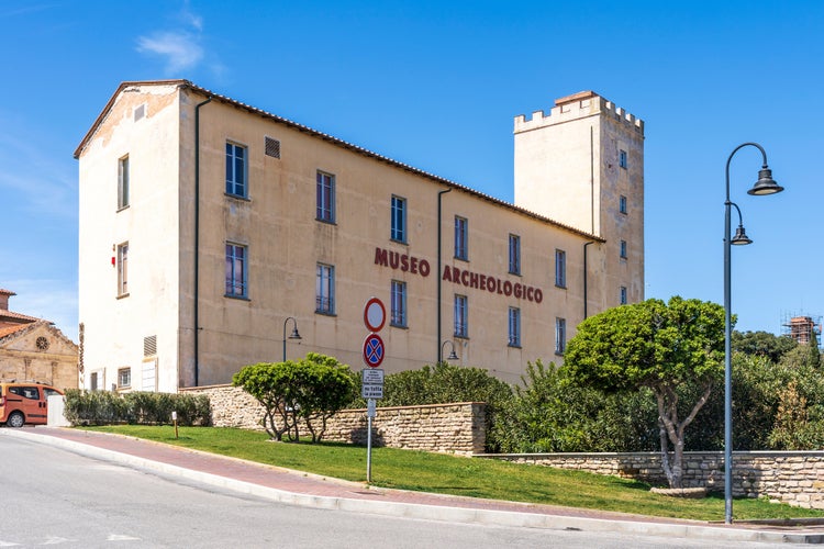 Photo of exterior view of Archaeological Museum of the territory of Populonia, in the Cittadella ("Citadel") of Piombino, Tuscany region, Italy.