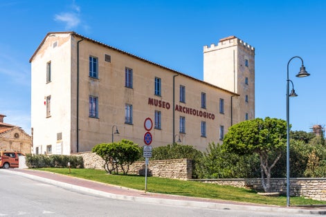 Photo of exterior view of Archaeological Museum of the territory of Populonia, in the Cittadella ("Citadel") of Piombino, Tuscany region, Italy.