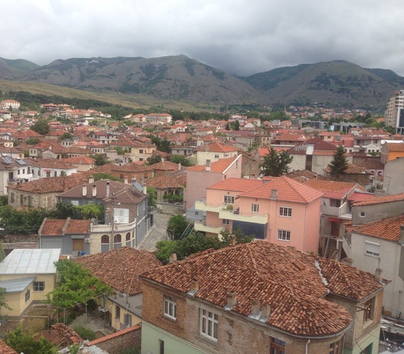 photo of ariel view of Korçë, Albania.