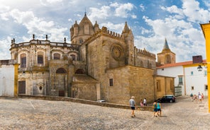 Photo of Lisbon City Skyline with Sao Jorge Castle and the Tagus River, Portugal.