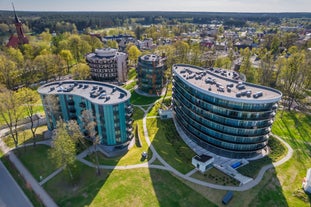 Panorama of Kaunas from Aleksotas hill, Lithuania.