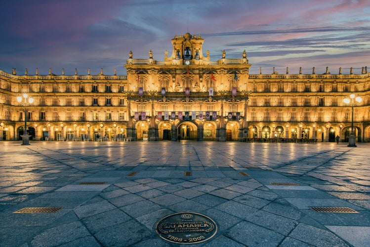 photo of view of Plaza Mayor square at sunrise, Salamanca, Castile and Leon, Spain