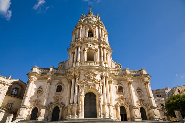 Photo of the baroque Saint George cathedral of Modica in the province of Ragusa in Sicily in Italy.