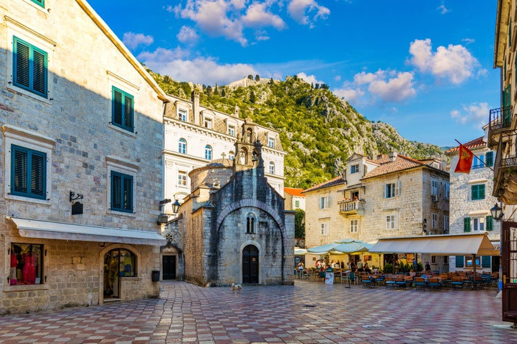 Photoof View of the old town of Kotor, Montenegro. Bay of Kotor bay is one of the most beautiful places on Adriatic Sea. Historical Kotor Old town and the Kotor bay of Adriatic sea, Montenegro.