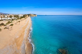 Photo of aerial view of Benidorm and Levante beach in Alicante Mediterranean of Spain.