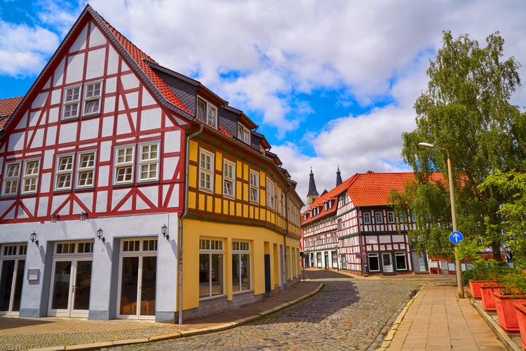 Nordhausen downtown facades in Thuringia of Germany