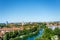 Photo of Panoramic aerial view of Kehl village with river in Germany.