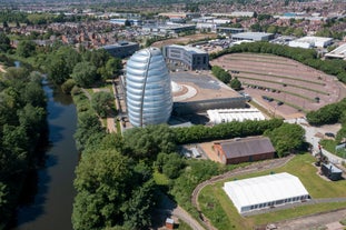 Photo of aerial view of Leicester Town hall in Leicester, a city in England’s East Midlands region, UK.