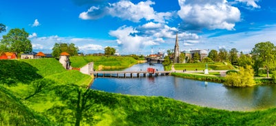 Photo of Roskilde square and Old Town Hall, Denmark.