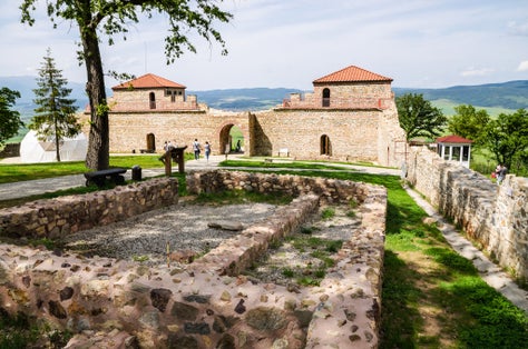 Photo of partly reconstructed roman fortress Tsari Mali Grad, Bulgaria.