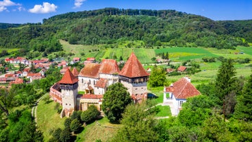 Photo of the Small Square piata mica, the second fortified square in the medieval Upper town of Sibiu city, Romania.