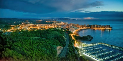 Photo of panoramic aerial view of playa de la Concha in Oropesa del Mar, Ragion of Valencia, Spain.