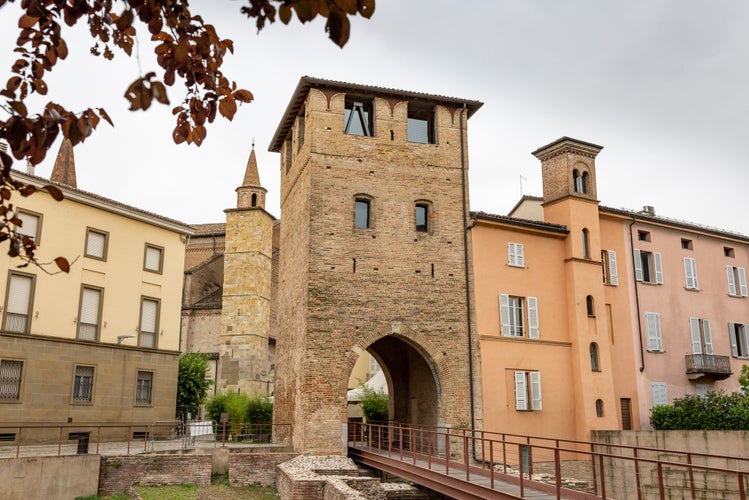 Photo of Saint Donnino Gate and Roman Bridge in Fidenza, province of Parma, region of Emilia Romagna, Italy.