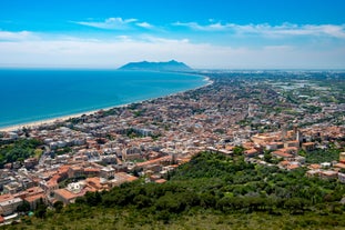 Photo of aerial view of City of Terracina, Italy.