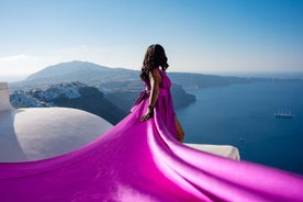 Tour de sesión de fotos con vestido volador en Santorini y recogida