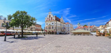 Photo of Lancut castle in Poland, built in the first half of 17th century with Italian garden and park.