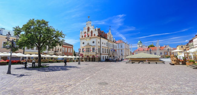 Photo of view of the old square in Rzeszow, Poland.