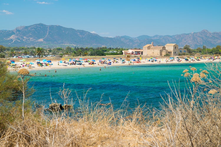 Photo of the beautiful beach of Nora, Pula, Sardinia, Italy.