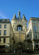 Photo of Bordeaux aerial panoramic view. Bordeaux is a port city on the Garonne river in Southwestern France.