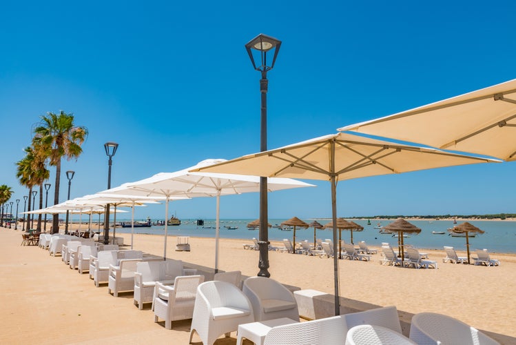 Photo of beautiful beach at Sanlucar de Barrameda in Spain.