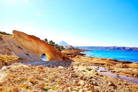 Photo of Javea Xabia skyline view from Mediterranean sea Alicante Spain.