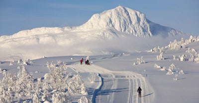 Ski holiday in Beitostølen with snow-covered high mountain