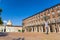 Prefecture Palazzo del Governo Palace buildings and San Lorenzo Saint Lawrence church on Castle Square Piazza Castello in historical centre of Turin Torino city with clear blue sky, Piedmont, Italy.