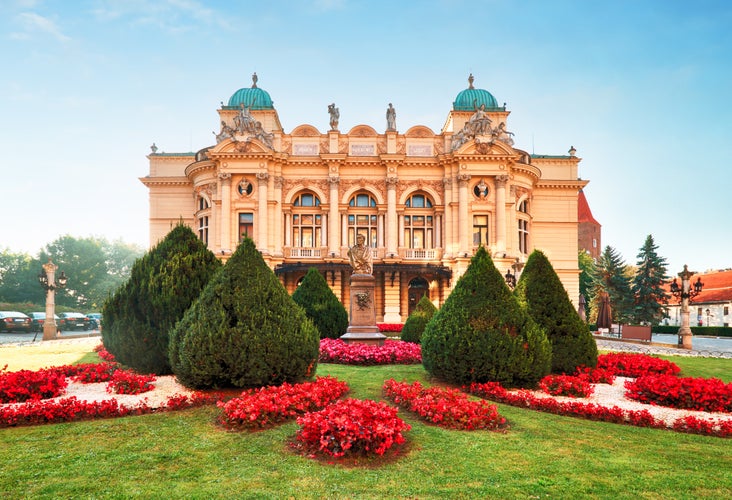 Photo of Slowackiego theater in summer time in Krakow.