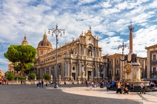 Photo of Port of Catania, Sicily. Mount Etna in the background.