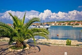 Photo of adriatic village of Bibinje harbor and waterfront panoramic view, Croatia.