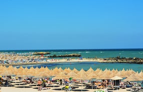 Photo of aerial view of Saturn Beach from Constanta County, Romania.