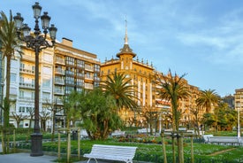 Photo of panoramic aerial view of San Sebastian (Donostia) on a beautiful summer day, Spain.