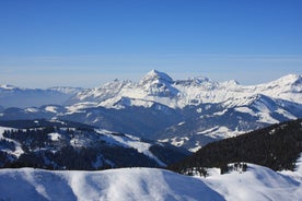 photo of French alps mountain and Saint-Gervais-les-Bains village, in spring in France.