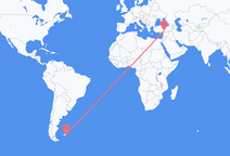 เที่ยวบิน จาก Mount Pleasant, หมู่เกาะฟอล์กแลนด์ ไปยัง คาห์รามานมารัส, ตุรกี