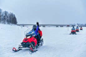 photo of beautiful view of Finnish landscape with trees in snow, ruka, karelia, lapland, hilly winter landscapes in famous winter sports area called Ruka.