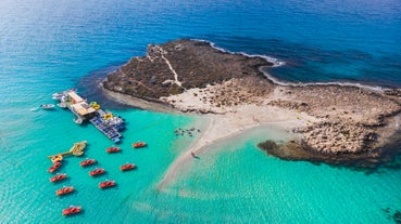 Photo of aerial view of Ayia Napa cityscape, Cyprus.