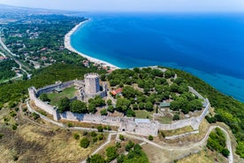 Photo of aerial View of the Coastline and Beach of Leptokarya, Greece.