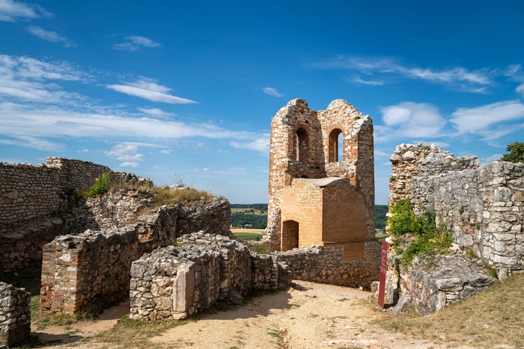 Csesznek medieval castle wall in Bakony, Veszprém county. Csesznek, Hungary